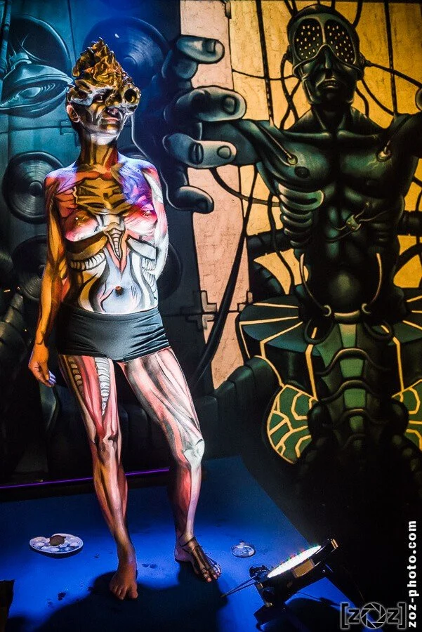 Smic.Art, performance de Body painting pendant le concert, les Abattoirs (Bourgoin-Jallieu), le 8 novembre 2013
